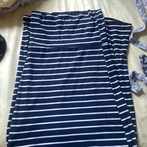 Navy and White Striped Skirt